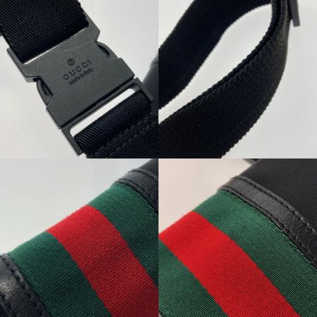  GUCCI グッチ GGロゴ シェリーライン ボディバッグ 181064 ブラック ウエストバッグ ナイロン×レザー