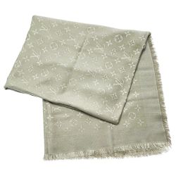 ☆☆ LOUIS VUITTON ルイヴィトン ショール・モノグラム グレー ストール シルク60％×ウール40％ Aランク