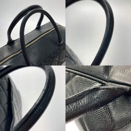  CHANEL シャネル マトラッセ ボストンバッグ ラージ ブラック キャビアスキン ココマーク ゴールド金具