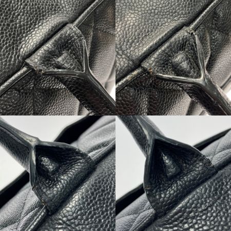  CHANEL シャネル マトラッセ ボストンバッグ ラージ ブラック キャビアスキン ココマーク ゴールド金具