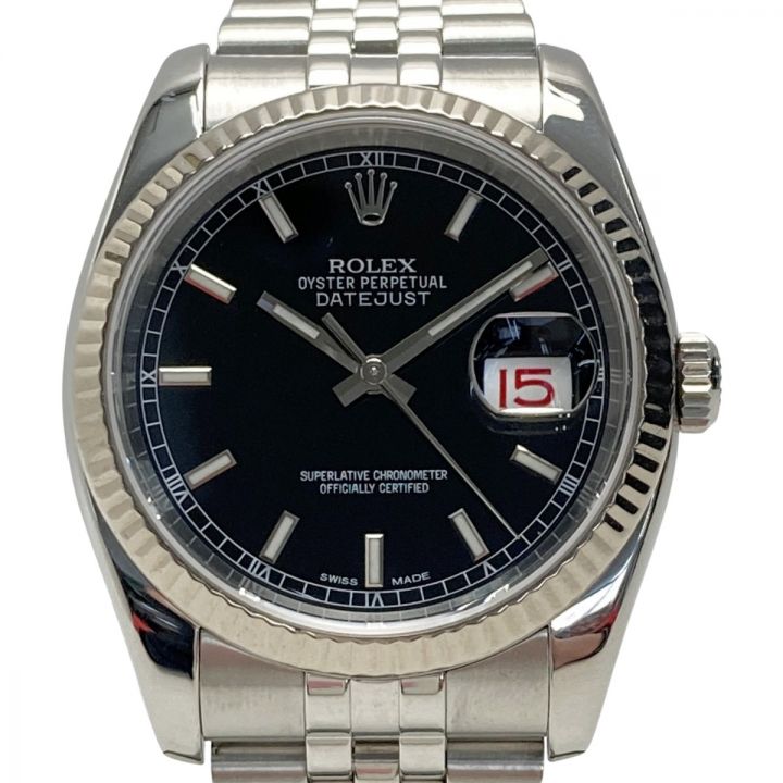 中古】 ROLEX ロレックス デイトジャスト D番 116234 ブラック SS×WG 自動巻き メンズ 腕時計｜総合リサイクルショップ  なんでもリサイクルビッグバン オンラインストア