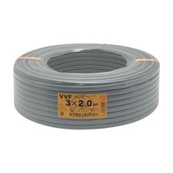 ☆☆ 富士電線工業(FUJI ELECTRIC WIRE) 《 VVFケーブル 平形 》100m巻 / 灰色 / VVF3×2.0  Sランク