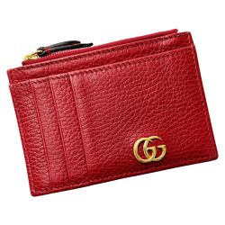 ☆☆ GUCCI グッチ マーモント 574804 レッド カードケース パスケース レザー レディース ゴールド金具 Bランク