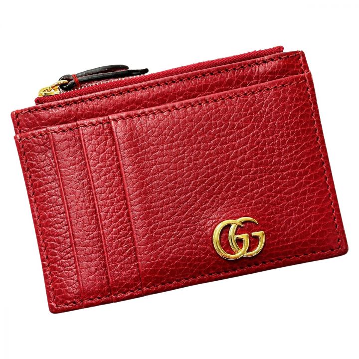 GUCCI グッチ マーモント 574804 レッド カードケース パスケース レザー レディース ゴールド金具｜中古｜なんでもリサイクルビッグバン