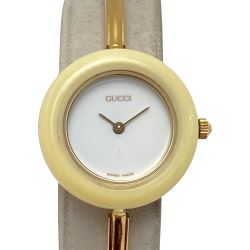 ☆☆ GUCCI グッチ チェンジベゼルウォッチ 11/12.2 ホワイト文字盤 クォーツ レディース 腕時計 Cランク