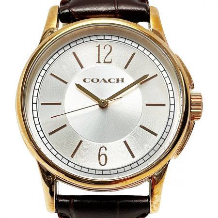  COACH コーチ クォーツ CA.55.2.34.0861 シルバー×ピンクゴールド レザー レディース 腕時計