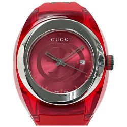 ☆☆ GUCCI グッチ シンク 137.1 レッド クォーツ 腕時計 ラバー ステンレススチール メンズ 箱有 Aランク