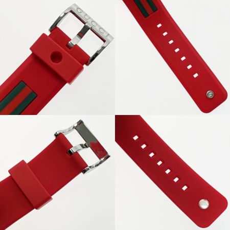  GUCCI グッチ シンク 137.1 レッド クォーツ 腕時計 ラバー ステンレススチール メンズ 箱有