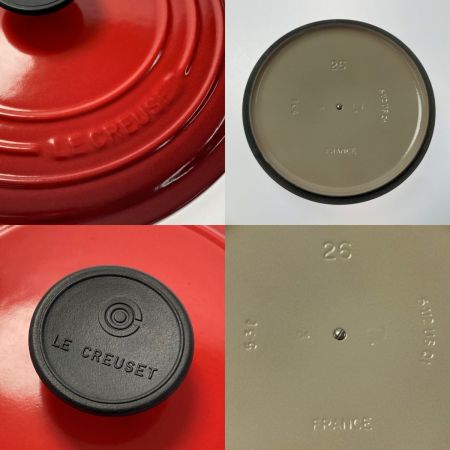  LE CREUSET ルクルーゼ  ココット・ロンド 26cm ガス・IH対応 チェリーレッド