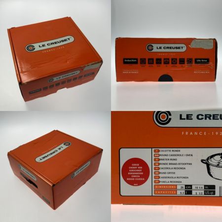  LE CREUSET ルクルーゼ  ココット・ロンド 26cm ガス・IH対応 チェリーレッド