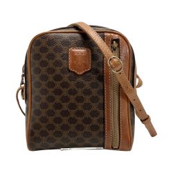 ☆☆ CELINE セリーヌ マカダム柄 ショルダーバッグ M07 ブラウン PVC×レザー ヴィンテージ Bランク