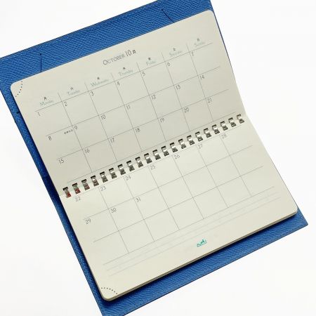  HERMES エルメス アジェンダ T刻印 ブルー系 手帳カバー エプソン レディース 2018年手帳付き 箱有