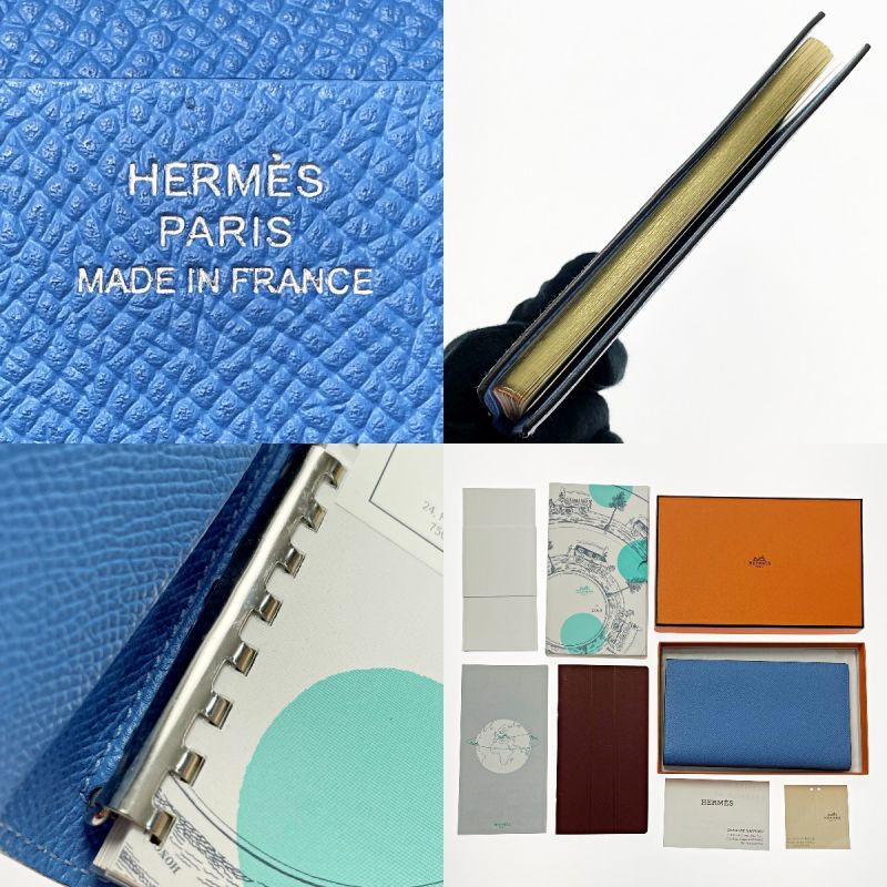 中古】 HERMES エルメス アジェンダ T刻印 ブルー系 手帳カバー