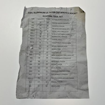  SXJZ アルミニウム合金カップタイプ オイルフィルターキャップ レンチソケットセット