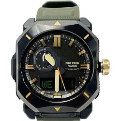 ☆☆ CASIO カシオ  PRO TREK クライマーライン PRW-6900Y-3JF ブラック×グリーン 電波ソーラー デジアナ メンズ 腕時計 箱・取説有 Aランク