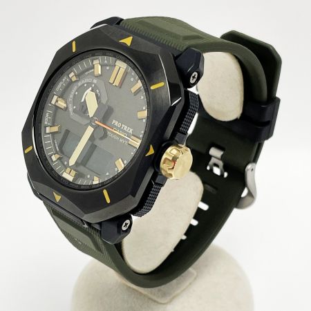  CASIO カシオ  PRO TREK クライマーライン PRW-6900Y-3JF ブラック×グリーン 電波ソーラー デジアナ メンズ 腕時計 箱・取説有