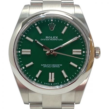  ROLEX ロレックス オイスターパーペチュアル 41 124300 グリーン 自動巻き メンズ 腕時計 箱・ギャランティ有