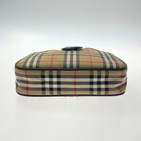  Burberrys バーバリーズ ノバチェック シャドーホース ショルダーバッグ アイボリー×ブラック キャンバス レザー