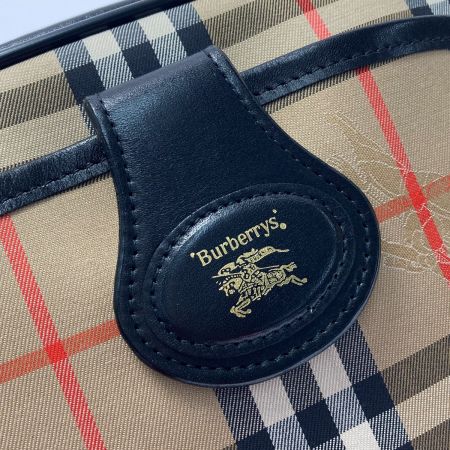  Burberrys バーバリーズ ノバチェック シャドーホース ショルダーバッグ アイボリー×ブラック キャンバス レザー