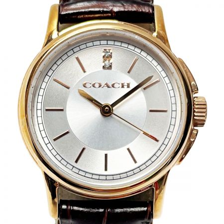  COACH コーチ クォーツ CA.55.7.34.0862 シルバー×ピンクゴールド アナログ レザー レディース 腕時計