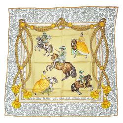 ☆☆ LOEWE ロエベ VELAZQUEZ ECUESTRE マルチカラー スカーフ シルク100％ レディース Cランク