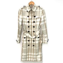 ☆☆ BURBERRY LONDON バーバリーロンドン チェック トレンチコート B1A31-305-40 アイボリー サイズ 38 レディース Cランク