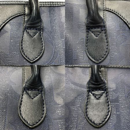  Christian Dior クリスチャンディオール トロッター ネイビー ミニボストンバッグ PVC×レザー レディース ゴールド金具