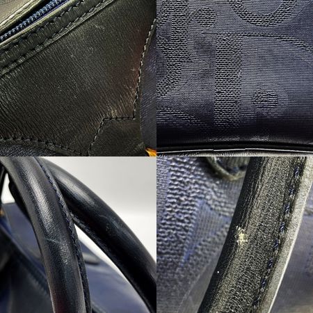  Christian Dior クリスチャンディオール トロッター ネイビー ミニボストンバッグ PVC×レザー レディース ゴールド金具