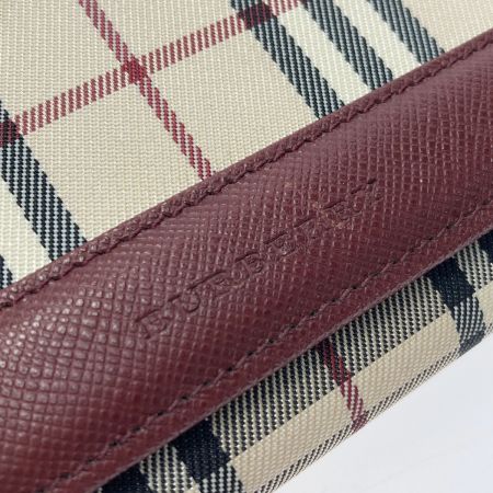  BURBERRY バーバリー ノバチェック 2つ折り長財布 バーガンディー キャンバス ×レザー