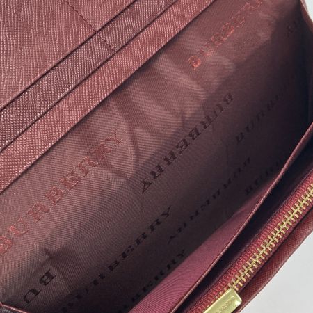  BURBERRY バーバリー ノバチェック 2つ折り長財布 バーガンディー キャンバス ×レザー