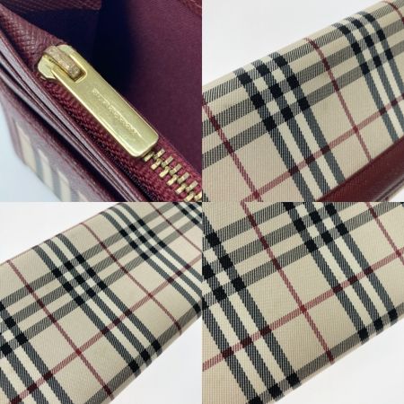  BURBERRY バーバリー ノバチェック 2つ折り長財布 バーガンディー キャンバス ×レザー