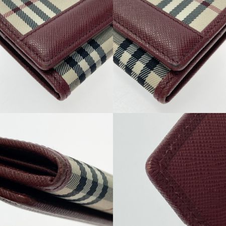  BURBERRY バーバリー ノバチェック 2つ折り長財布 バーガンディー キャンバス ×レザー
