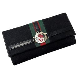 ☆☆ GUCCI グッチ シェリーライン インターロッキングG 115085 ブラック 両面開き財布 キャンバス×レザー ゴールド金具 箱有 Aランク
