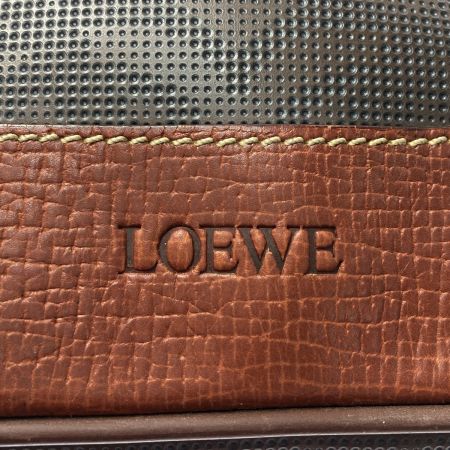 LOEWE ロエベ アナグラム 巾着型 ショルダーバッグ ブラウン PVC×レザー ヴィンテージ Cランク