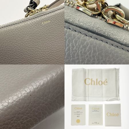  Chloe クロエ ラウンドファスナー財布 グレー レザー ゴールド金具 レディース 布袋有