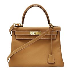 ☆☆ HERMES エルメス ケリー28 ヴォーエプソン □I刻印 キャメル ハンドバッグ レディース カデナ・鍵・クロシェット・ストラップ・布袋有 Bランク