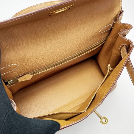  HERMES エルメス ケリー28 ヴォーエプソン □I刻印 キャメル ハンドバッグ レディース カデナ・鍵・クロシェット・ストラップ・布袋有