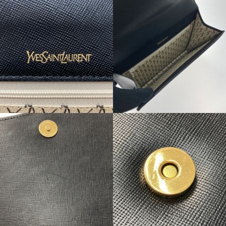  Yves Saint Laurent イブサンローラン YSLロゴ クラッチバッグ ブラック レザー ヴィンテージ