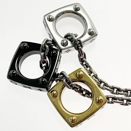  LOUIS VUITTON ルイヴィトン ペンダント モノグラム ボールド M00675 シルバー×ゴールド×ブラック ネックレス 箱・布袋有