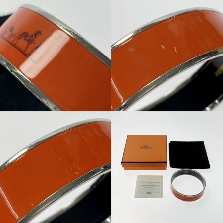 中古】 HERMES エルメス エマイユGM バングル オレンジ ブレスレット 