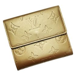 ☆☆ LOUIS VUITTON ルイヴィトン モノグラム・マット ポルトモネ・ビエ・カルトクレディ M65117 ゴールド 2つ折り財布 レディース Bランク