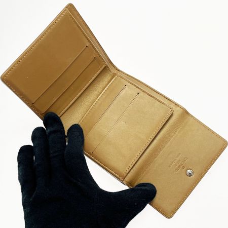  LOUIS VUITTON ルイヴィトン モノグラム・マット ポルトモネ・ビエ・カルトクレディ M65117 ゴールド 2つ折り財布 レディース