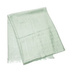 ☆☆ BVLGARI ブルガリ ロゴマニア ストール グレー系 シルク60％ ウール40％ ショール Bランク