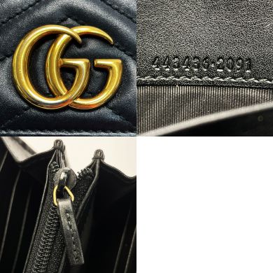 中古】 GUCCI グッチ GGマーモント 443436 ブラック 長財布 レザー 