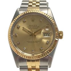 ☆☆ ROLEX ロレックス デイトジャスト 10Pダイヤ Ref.16013G SN:9481441 シャンパンゴールド 自動巻き メンズ 腕時計 箱・ギャランティ有 Bランク