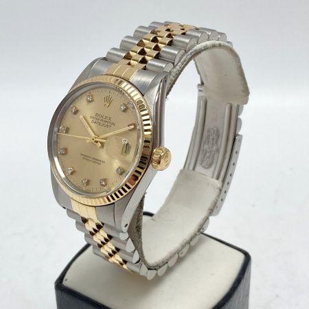  ROLEX ロレックス デイトジャスト 10Pダイヤ Ref.16013G SN:9481441 シャンパンゴールド 自動巻き メンズ 腕時計 箱・ギャランティ有