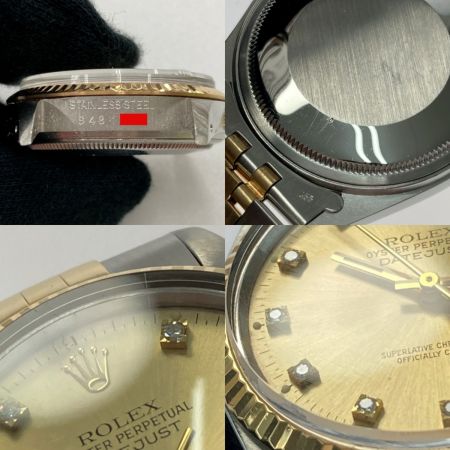  ROLEX ロレックス デイトジャスト 10Pダイヤ Ref.16013G SN:9481441 シャンパンゴールド 自動巻き メンズ 腕時計 箱・ギャランティ有