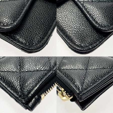  CHANEL シャネル フラグメントケース ブラック コインケース キャビアスキン レディース シルバー金具
