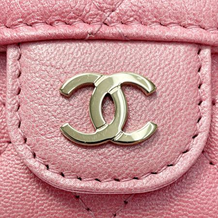  CHANEL シャネル クラシックフラップ カードケース ピンク コインケース マトラッセ ラムスキン レディース ゴールド金具