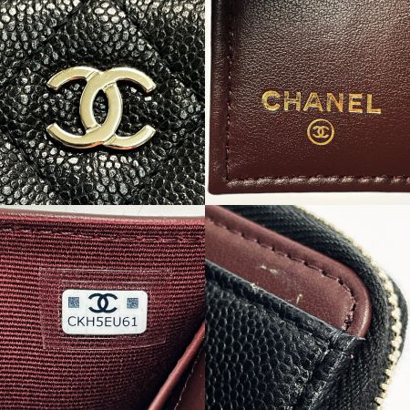  CHANEL シャネル ジッピーウォレット ブラック 3つ折り財布 キャビアスキン レディース ゴールド金具